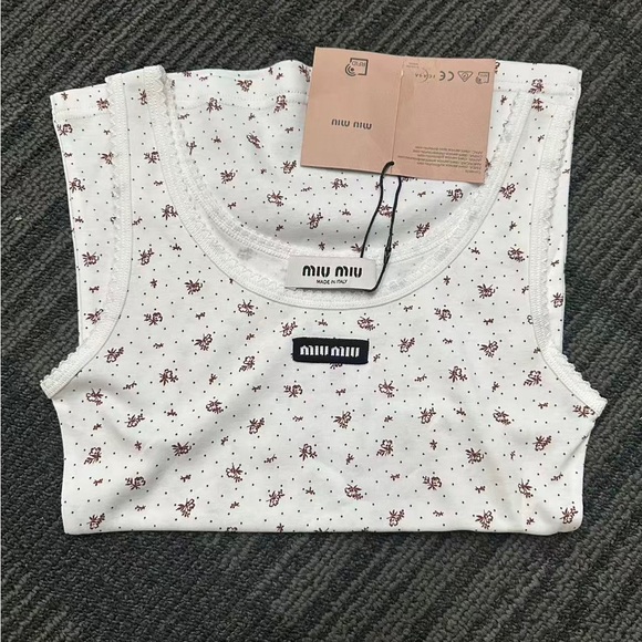 Miu Miu White Floral Tank Top - Picture 2 of 6